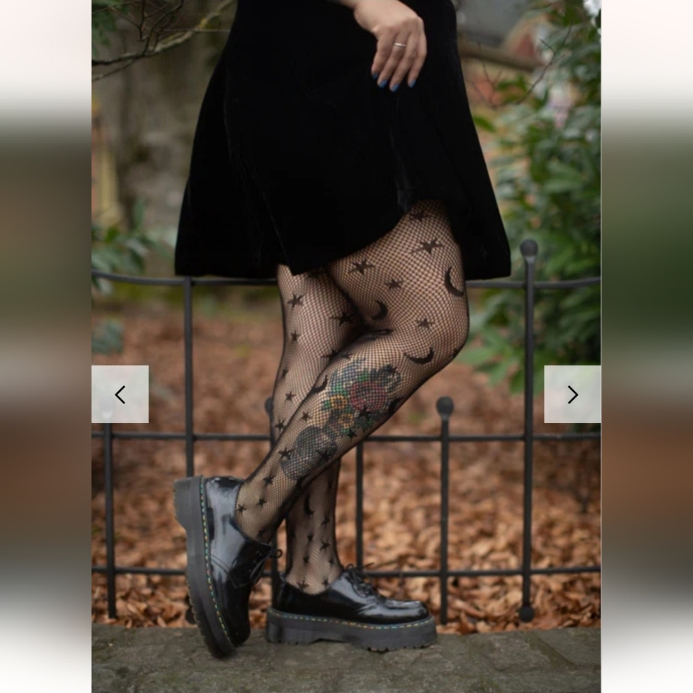 Sock Dreams Celestial Moon and Star Fishnet Tights - Picture 8 of 13